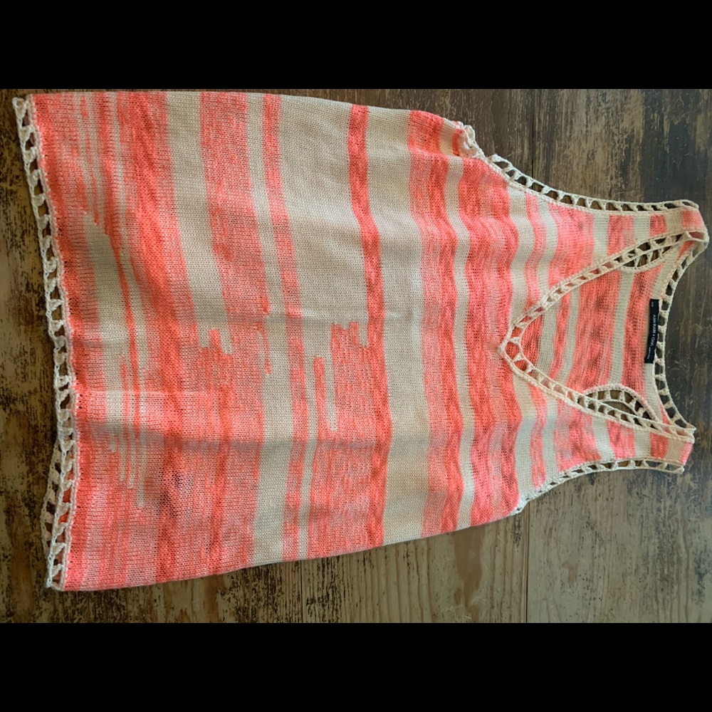 Ash Rain + Oak knit tank top neon pink & white HOT